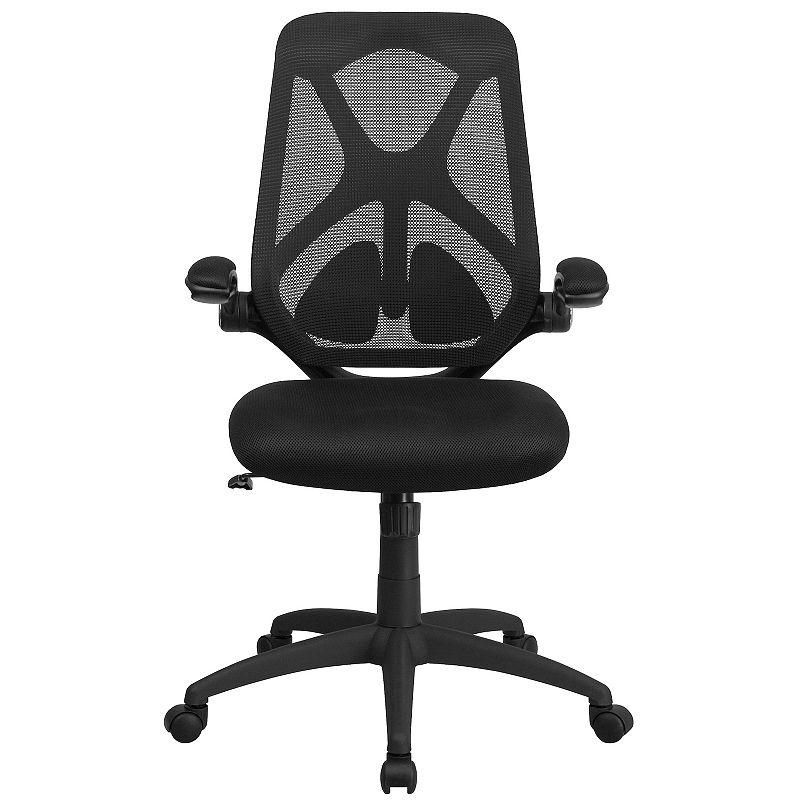 Emma and Oliver High Back Black Mesh 2-Paddle Ergonomic Office Chair Adjustable Lumbar， Arms