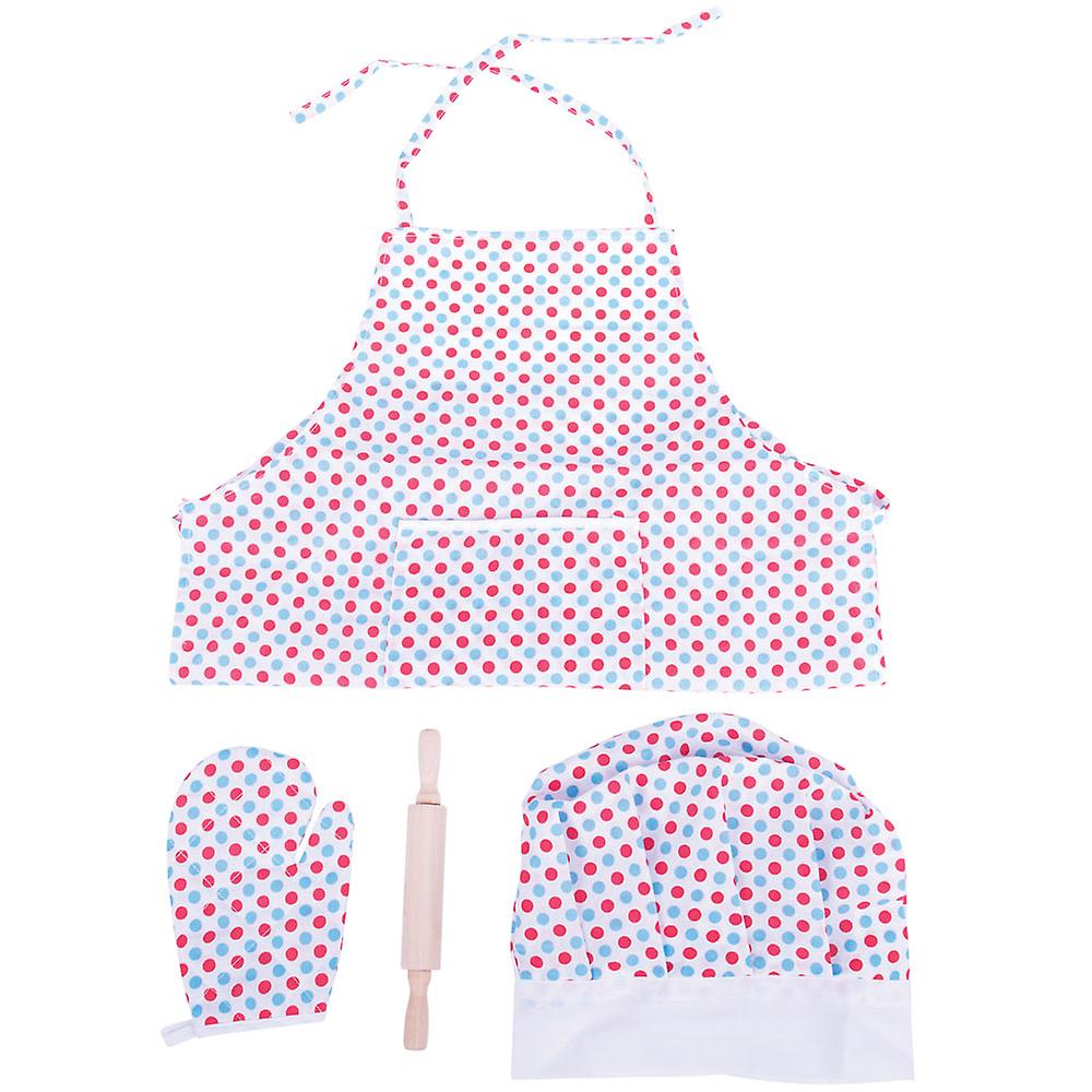 Bigjigs Toys Spotted Chef's Set Cooking Baking Apron Hat Child Kids Pretend Play