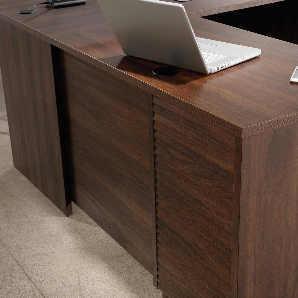 WORKSENSE Palo Alto 71.181 in. L-Shaped Spiced Mahogany 6-Drawer Commercial Computer Desk 427798