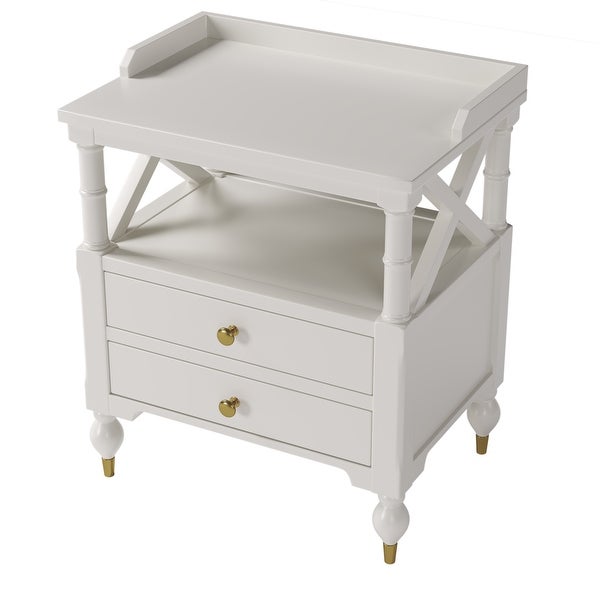 Modern White 2 Drawer Nightstand