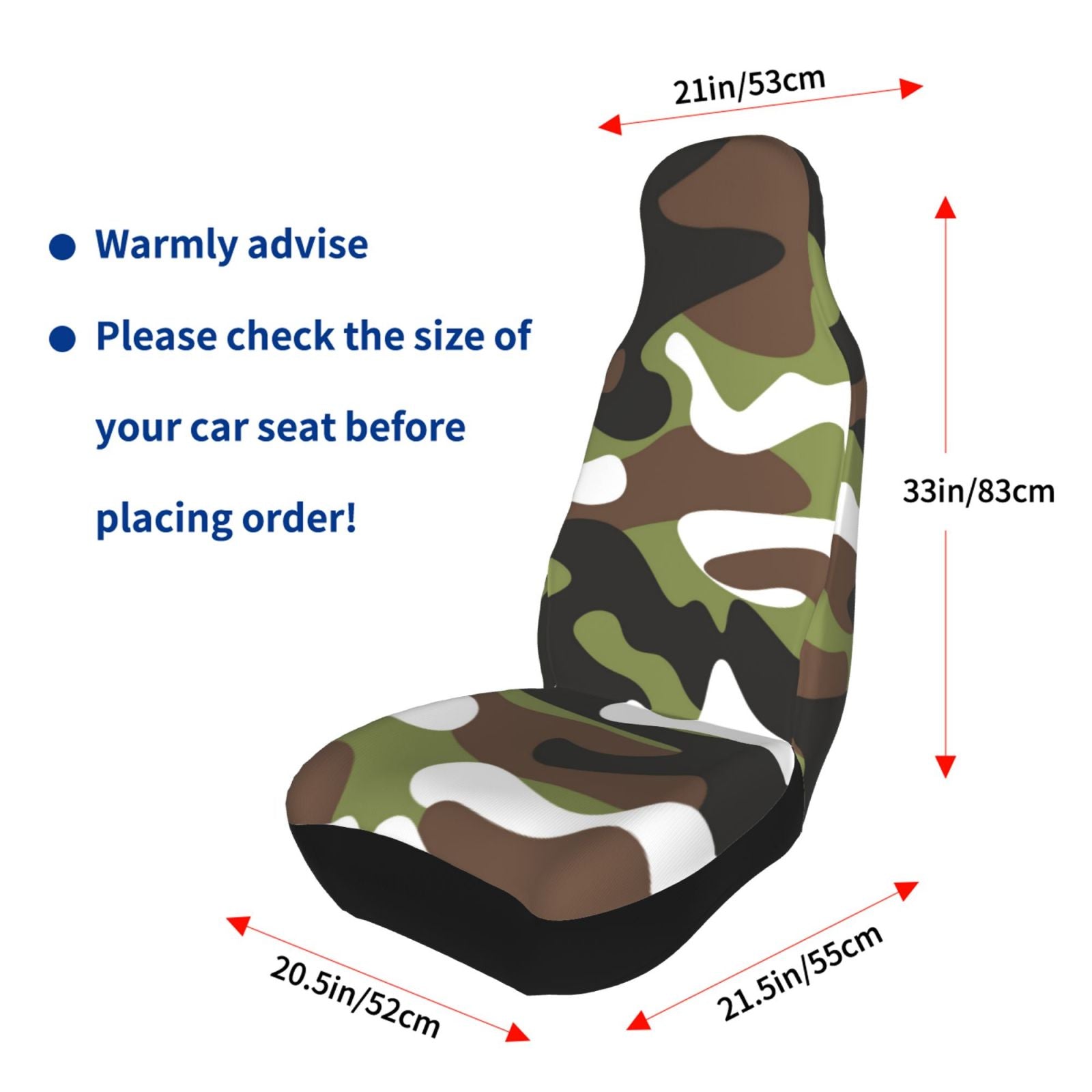 LNWH Car Seat Covers， Brown Green Camouflage Car Interior Seat Covers - Universal Fit Most Cars， SUV， Trucks， 2pcs Car Seat Protectors