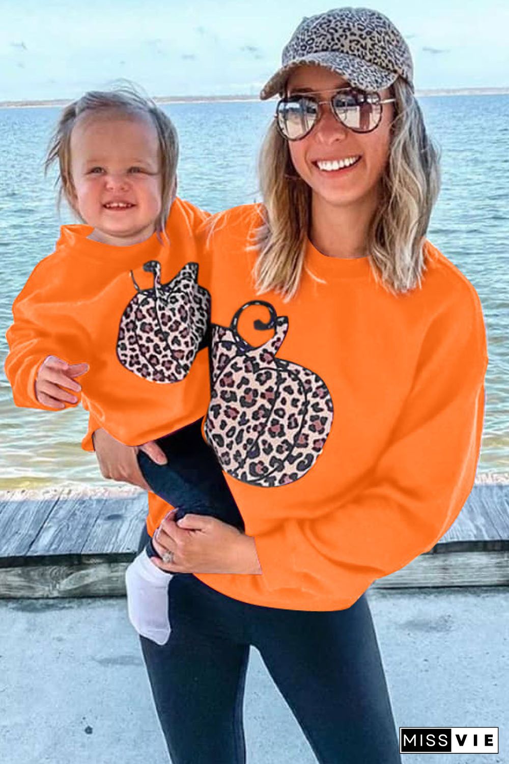 Halloween Pumpkin Print Parent-child Matching Mom's Pullover Sweatshirt