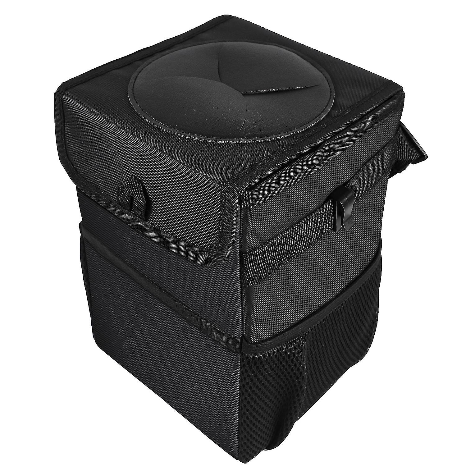 Car Rubbish Bin Foldable Waterproof Auto Trash Bag 6l Oxford With Lid Side Pockets Car Organiser