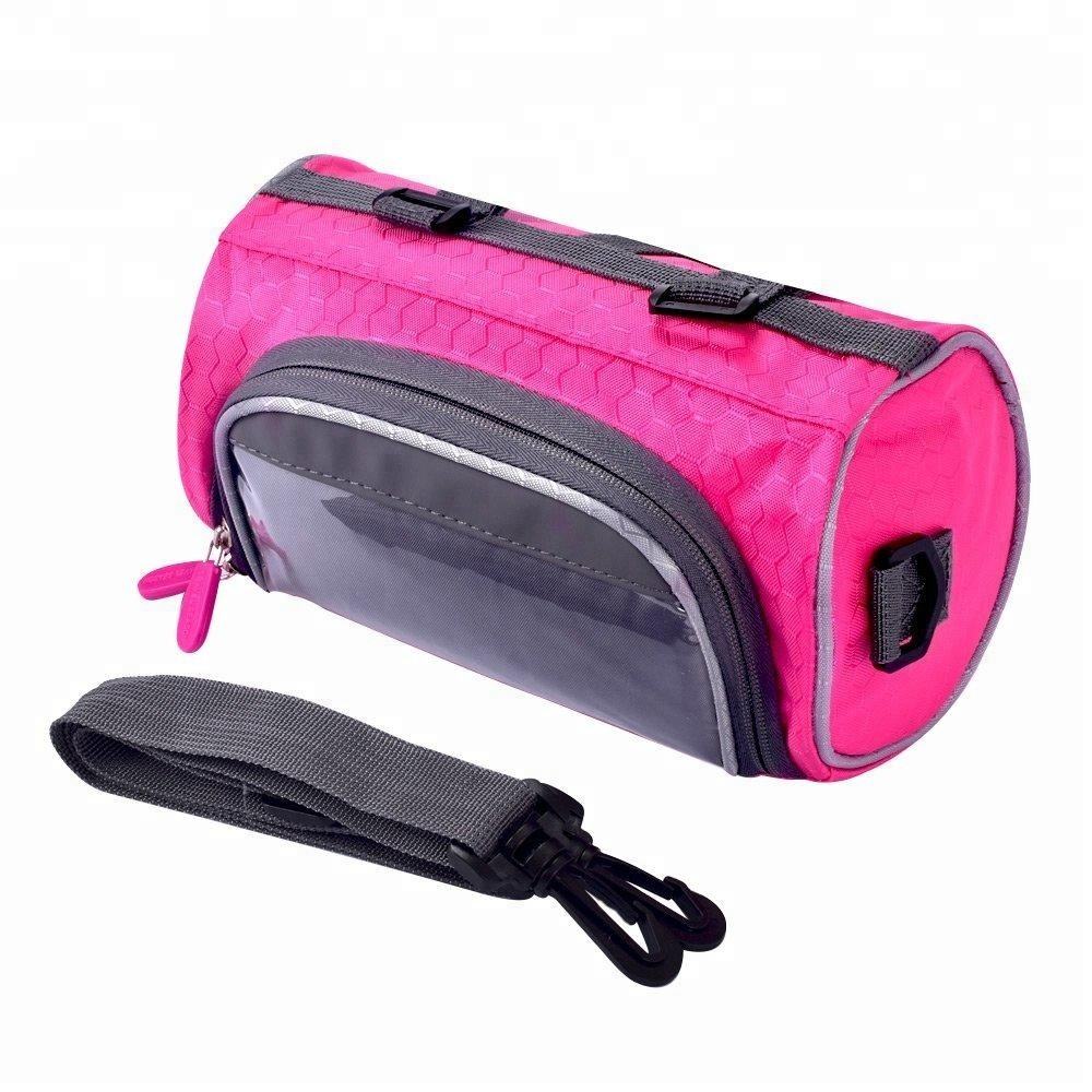 Multifunction Cycling Cylindrical Portable Waterproof Bicycle Bike Front Handlebar Bag with Transparent Pouch