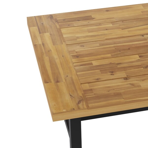 All Weather Commercial Acacia Wood Top Patio Table with Metal Base