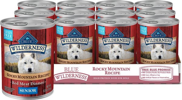 Blue Buffalo Wilderness Rocky Mountain Recipe Red Meat Dinner Senior Grain-Free Canned Dog Food