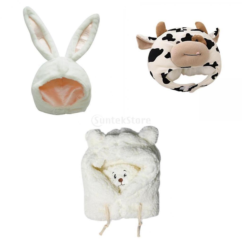 3 In 1 Cute Rabbit Cow Bear Hooded Scarf Warm Winter Hat Scarf Face Mask