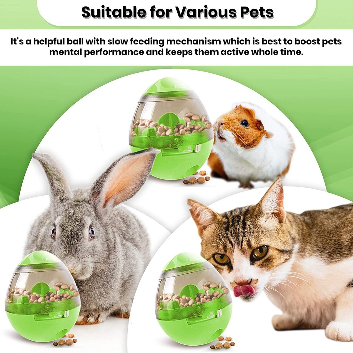 SunGrow Eating Sport Rabbit Treat Ball Small Pet Feeder