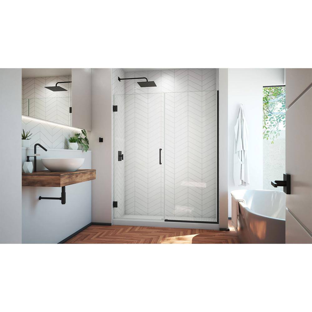 DreamLine Unidoor Plus 57.5 to 58 in. x 72 in. Frameless Hinged Shower Door in Satin Black SHDR-245757210-09