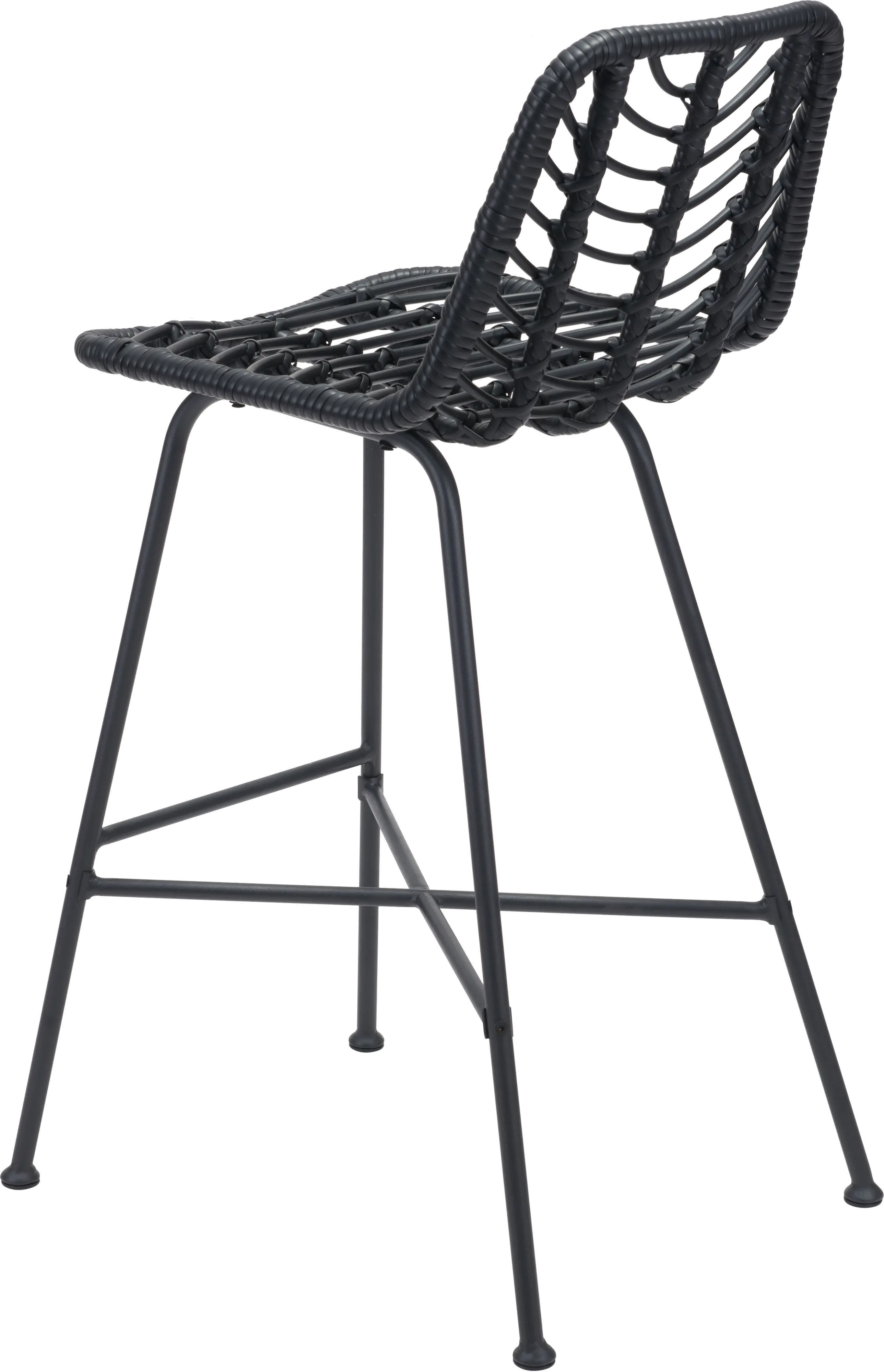 Malaga Black Outdoor Bar Stool， Set of 2