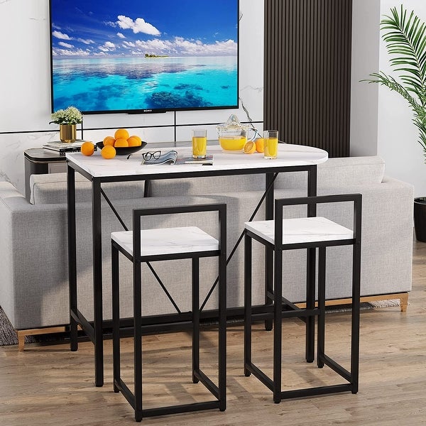 3-Piece Kitchen Bar Table Set with 2 Bar Stools - N/A