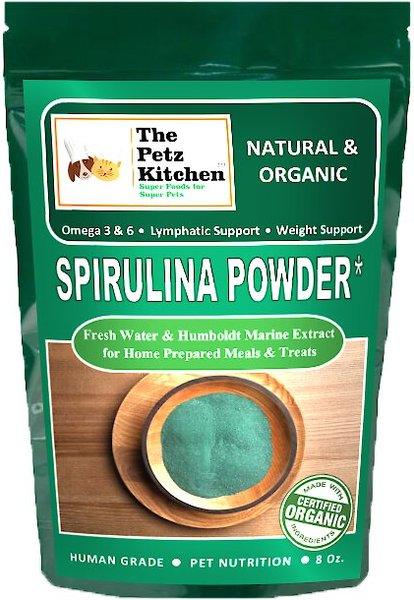 The Petz Kitchen Spirulina Omega 3 and 6 Lymphatic， Weight and Probiotic Immune Support Dog and Cat Supplement