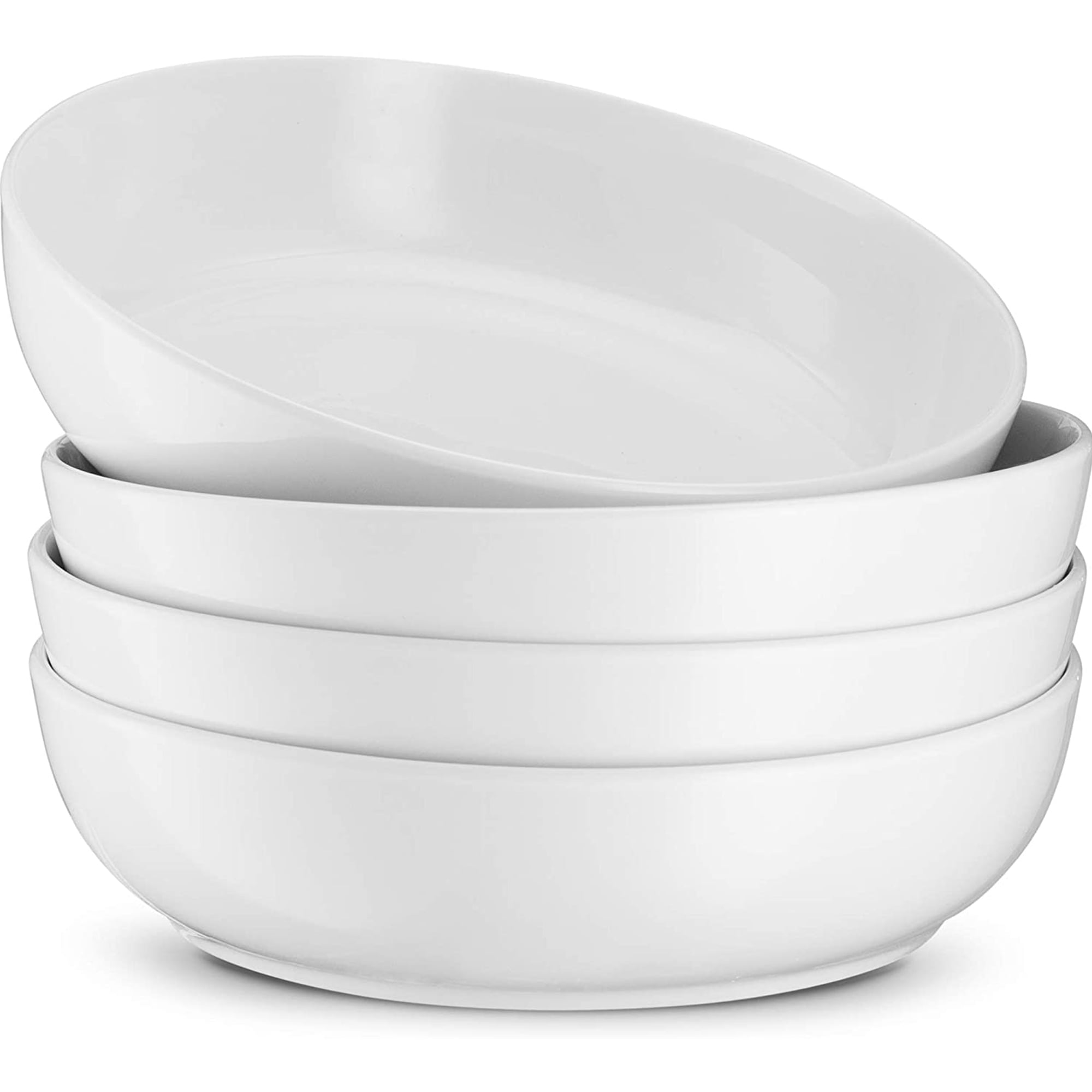 Kook 4-Pc Ceramic Pasta Bowl Set 40 Oz Stoneware Serving Bowls for Kitchen， White