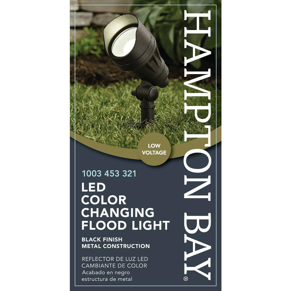 Hampton Bay 50W Equivalent Low Voltage Black Hardwired CCT Change Integrated LED Landscape Flood Light with Adjustable Lamp Head IWH1501L-3