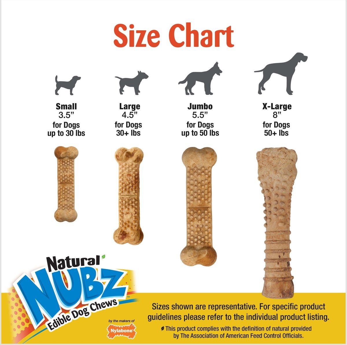 Nylabone Nubz WILD Natural Long Lasting Edible Bison Flavor Dog Chews， X-Large