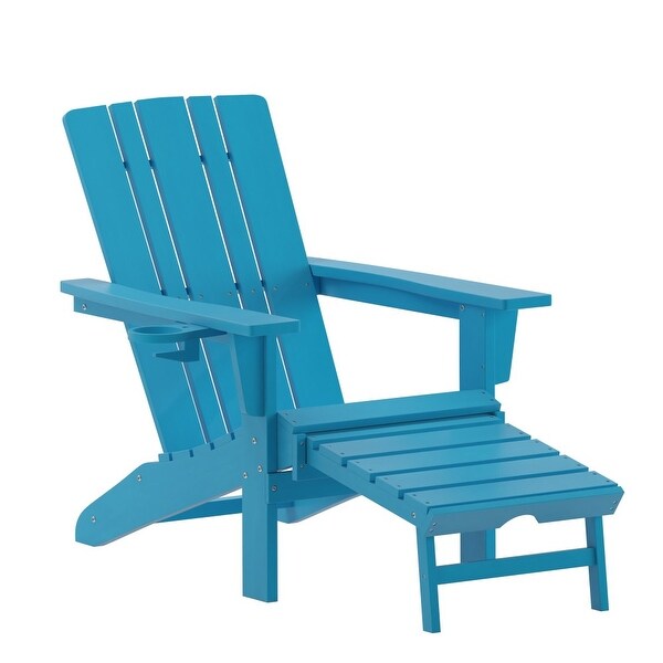 Commercial AllWeather Adirondack Chair with Pullout Ottoman and Cupholder