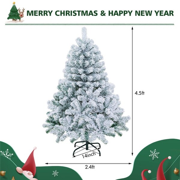 4.5 Feet PreLit Premium Snow Flocked Christmas Tree with 150 Lights