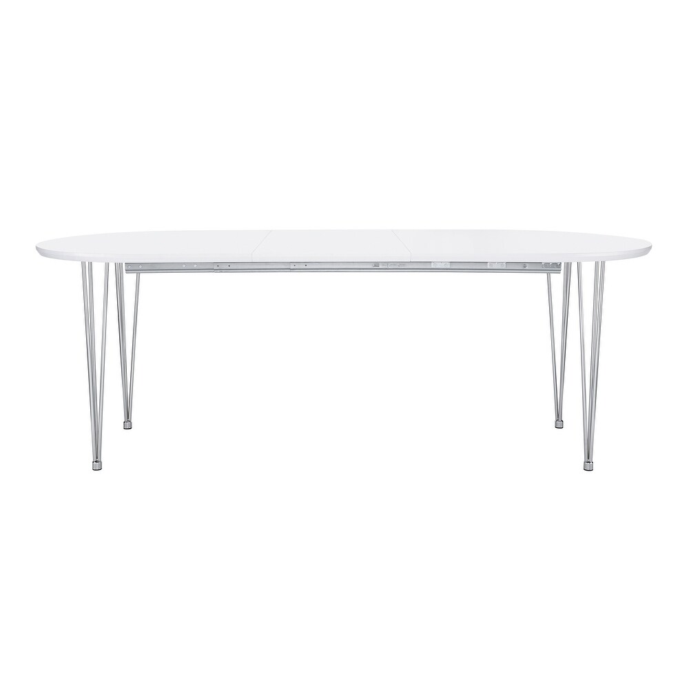 Coaster Furniture Heather Matte White and Chrome Oval Dining Table