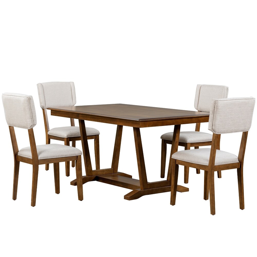 Classic Farmhouse 5 Piece Wooden Dining Set with 59\