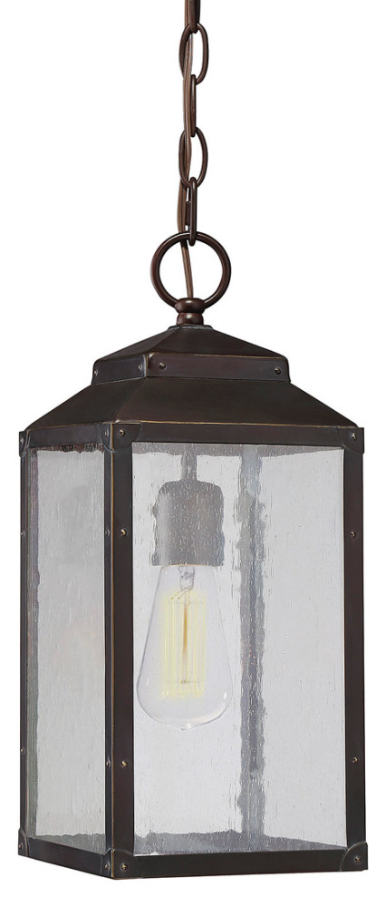 Brennan 1 Light Outdoor Hanging Lantern  English Bronze With Gold   Transitional   Outdoor Hanging Lights   by Lighting New York  Houzz