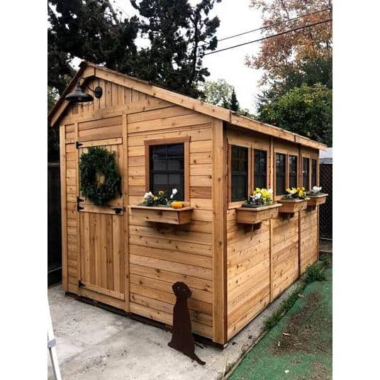 Outdoor Living Today Sunshed 8 ft. x 12 ft. Western Red Cedar Garden Shed SSGS812