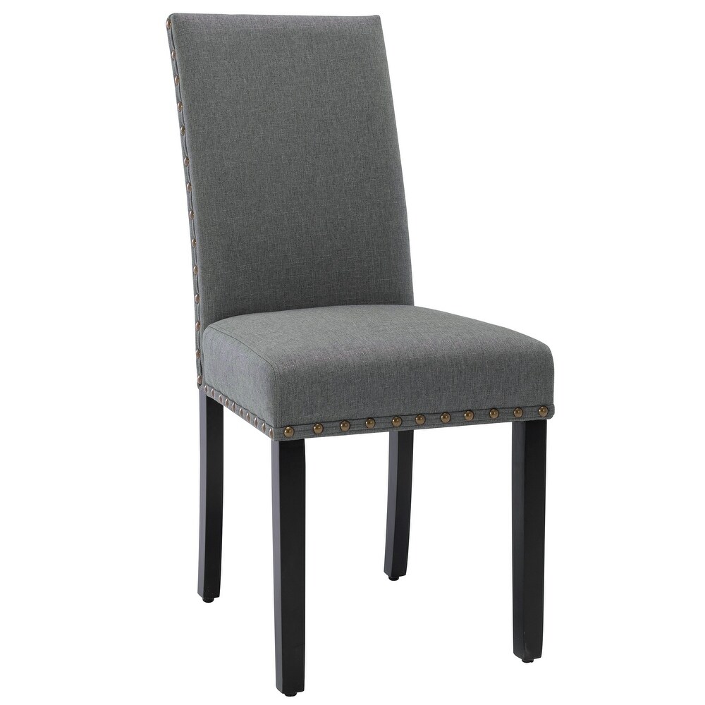 Fabric Upholstered Nailhead Trim Parsons Dining Chairs Set of 2