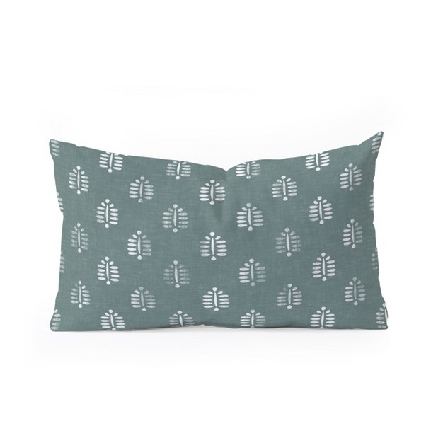 Little Arrow Design Co Block Print Ferns Teal Oblong Throw Pillow Society6