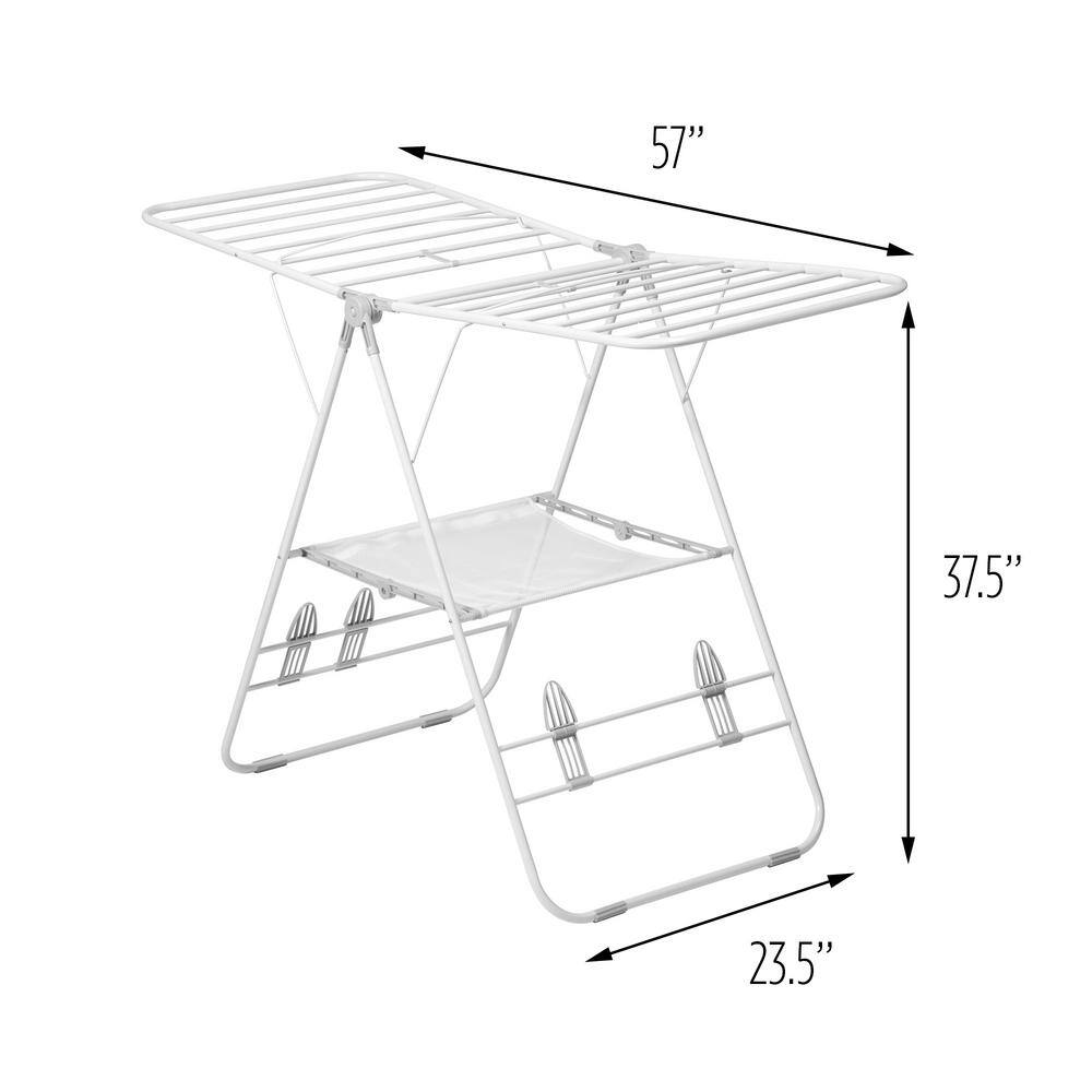 Honey Can Do 57 in. L x 37 in. H White Heavy-Duty Gullwing Portable Drying Rack DRY-08671