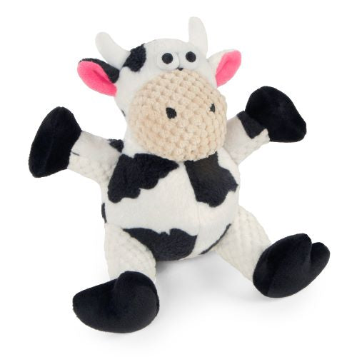 Checkers Sitting Cow Squeaky Plush Dog Toy