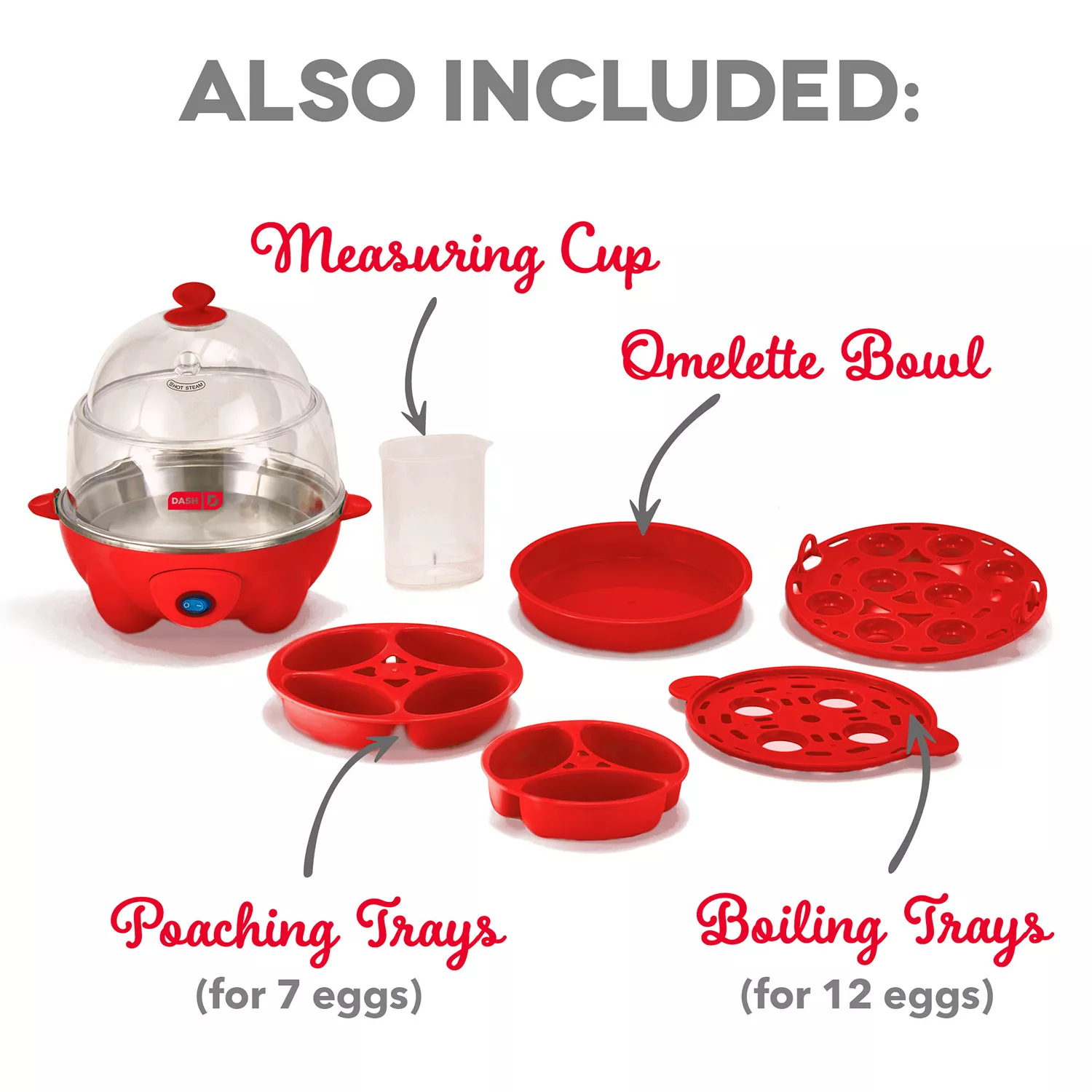 Dash Deluxe Rapid Egg Cooker， 12 Egg - Red