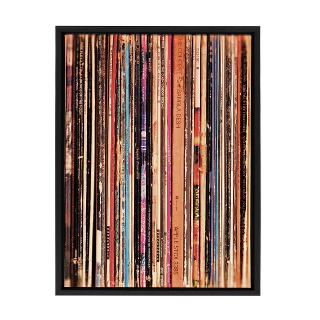 X 24 quot Sylvie Records Framed Canvas By Robert Cadloff Of Bomobob Black Kate amp Laurel All Things Decor