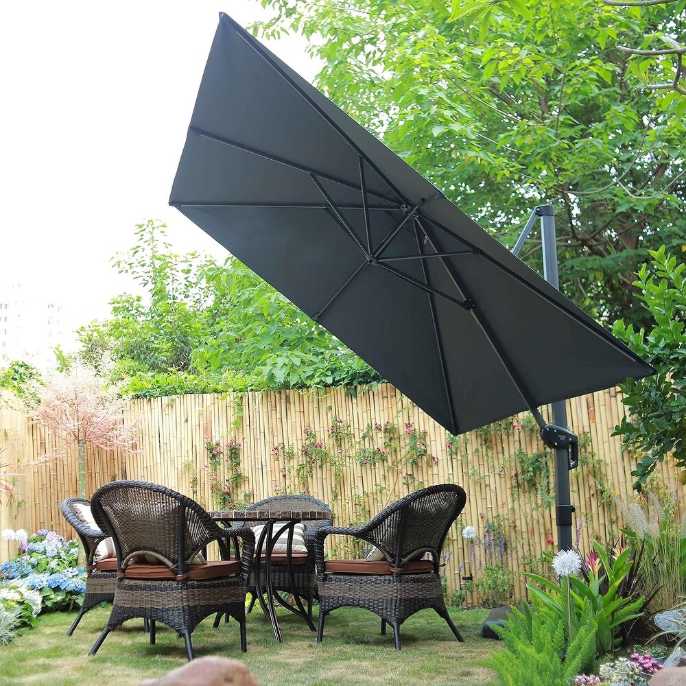 PURPLE LEAF 8 ft Square 360 Degree Rotation Patio Cantilever Umbrella