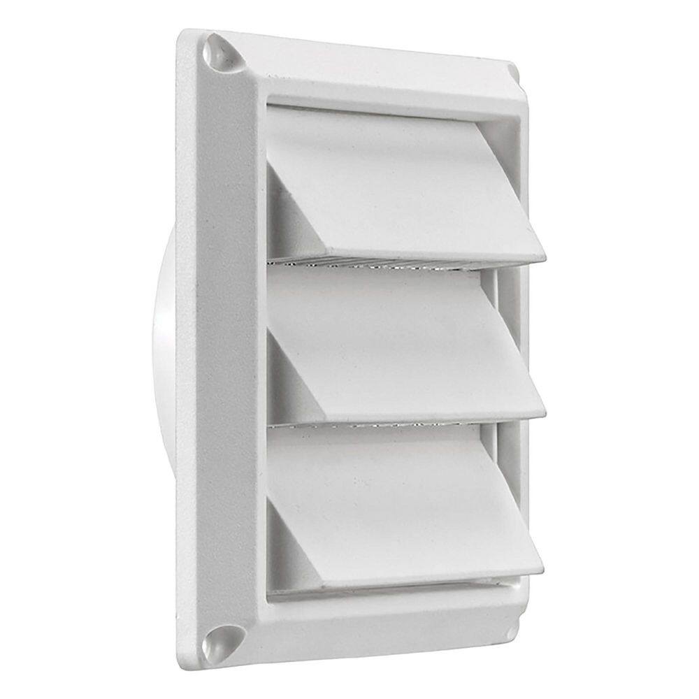 Lambro 4 in. White Plastic Air Intake Louver Vent 604W