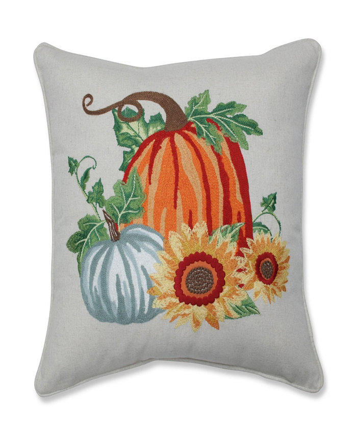 Pillow Perfect Pumpkin Patch Embroidered Harvest Decorative Pillow， 18