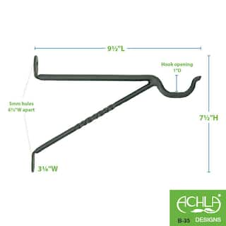 ACHLA DESIGNS 7 in. Tall Black Powder Coat Metal Lantern Brackets with 2-Legs and Decorative Twist (Set of 2) B-35-2