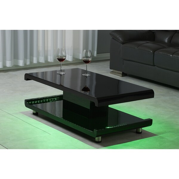 Artiva USA LA CASA ll Modern Euro Coffee Table with Remote Multi-color LED Light