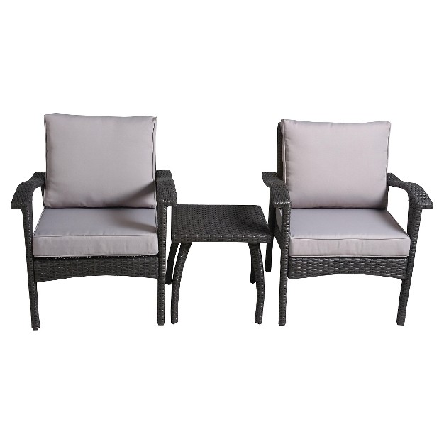 Honolulu 3pc Wicker Patio Chat Set With Cushions Gray Christopher Knight Home