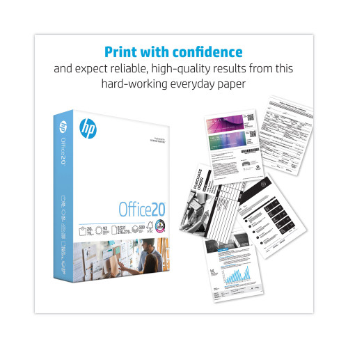 HP Office20 Paper， 92 Bright， 20lb， 8.5 x 11， White， 500 Sheets/Ream， 10 Reams/Carton (112101)