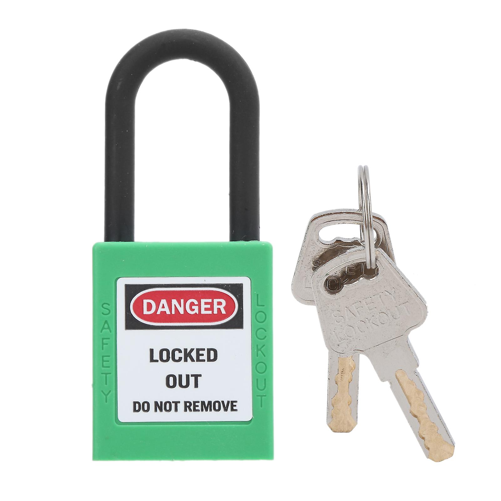 38mm/1.5in Safety Padlock Engineering Insulation Dustproof With 2 Keys For Factories Construction Sites Hospitalsgreen