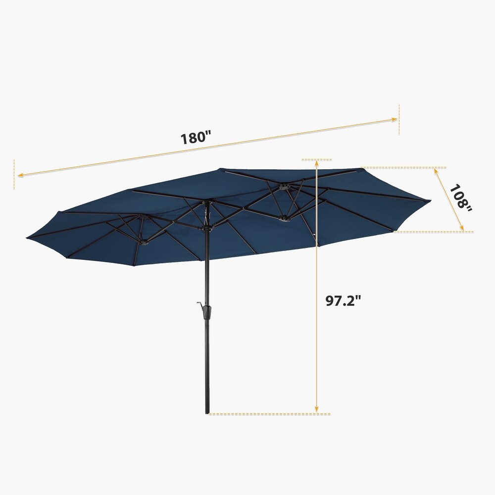 15x9ft Large Double Sided Rectangular Outdoor Twin Patio Market Umbrella