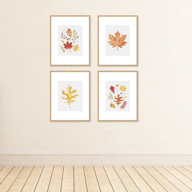 Big Dot Of Happiness Fall Foliage Unframed Autumn Leaves Linen Paper Wall Art Set Of 4 Artisms 8 X 10 Inches