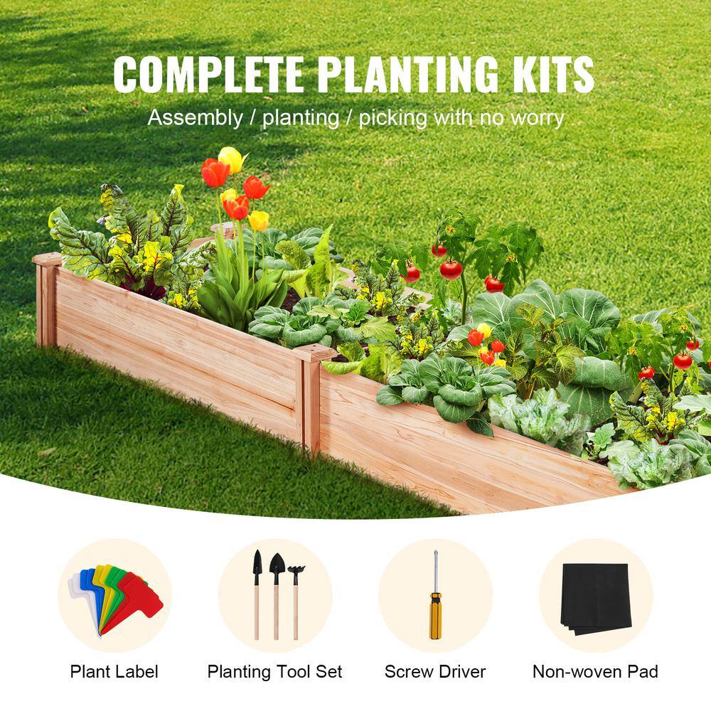 VEVOR Raised Garden Bed 8 ft. x 2 ft. x 1 ft. Wooden Planter Box with Open Base Outdoor Planting Boxes LDS2406025CM126UPV0