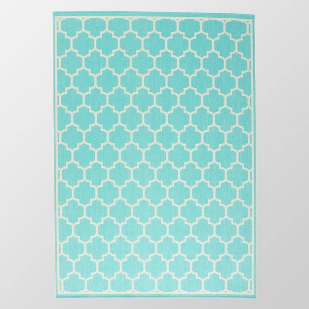 X 7 x27 Ifran Outdoor Rug Teal ivory Christopher Knight Home