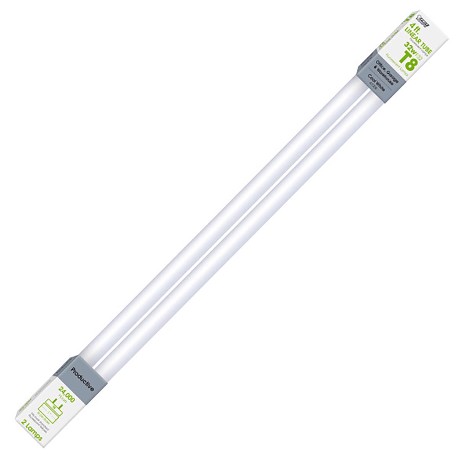 Feit Legacy Bulb 32 W T8 1 in. D X 47.6 in. L Fluorescent Bulb Cool White Linear 4100 K 2 pk