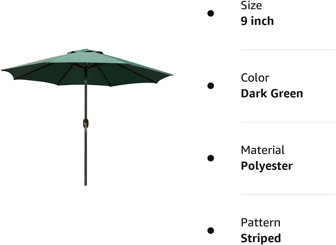 9' Outdoor Market Patio Umbrella with Push Button Tilt and Crank, 8 Ribs (Tan)