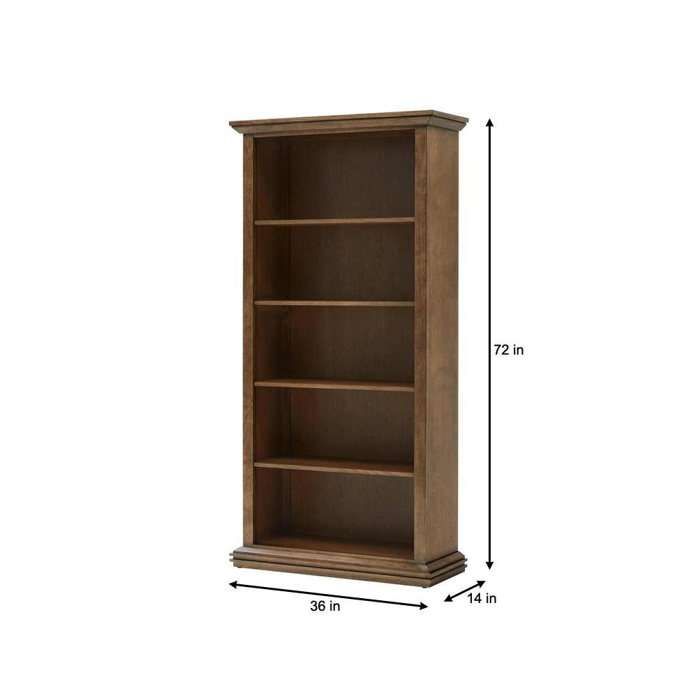 Home Decorators Collection Eldridge 72 in. H Haze Brown Color 5-Shelf Tall Standard Bookcase HD09-F01WD