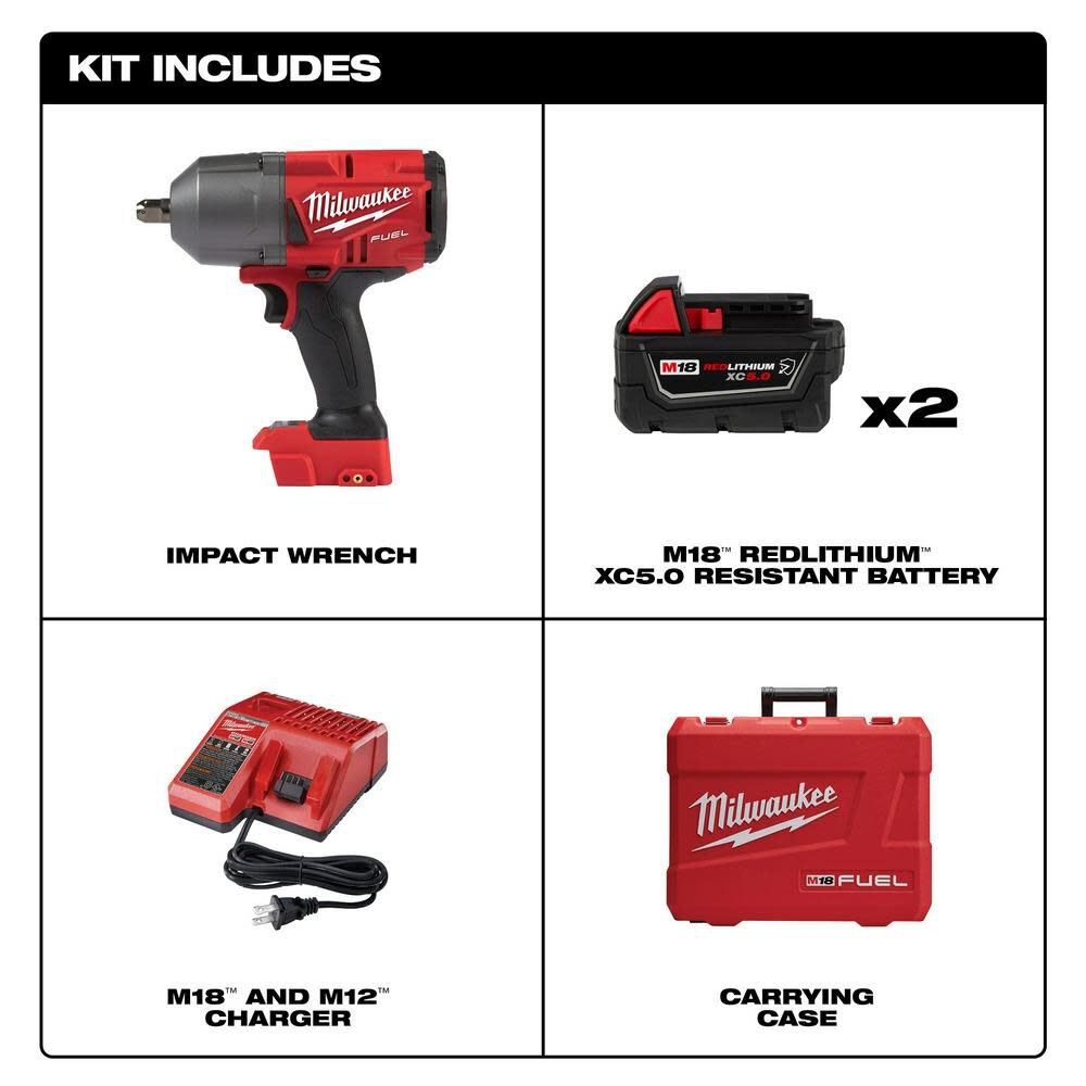 Milwaukee M18 FUEL High Torque 1/2 Impact Wrench with Pin Detent Kit 2766-22R from Milwaukee