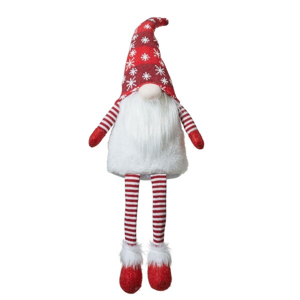 Glitzhome 28H Fabric Christmas Gnome Shelf Sitter with Dangling Legs