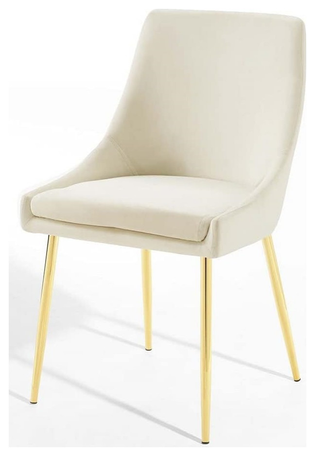 Set of 2 Dining Chair  Sleek Golden Legs With Velvet Upholstered Seat   Contemporary   Armchairs And Accent Chairs   by Declusia  Houzz