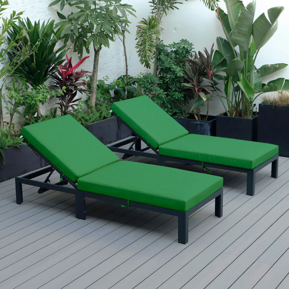 Leisuremod Chelsea Modern Outdoor Chaise Lounge Chair With Cushions Set of 2   Contemporary   Outdoor Chaise Lounges   by Kolibri Decor  Houzz